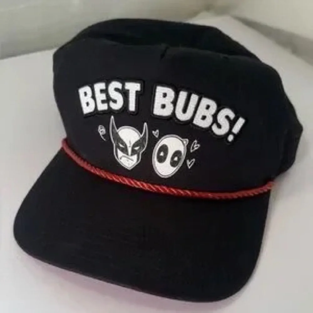 BEST BUBS! Black Graphic Cap with Red Rope Trim